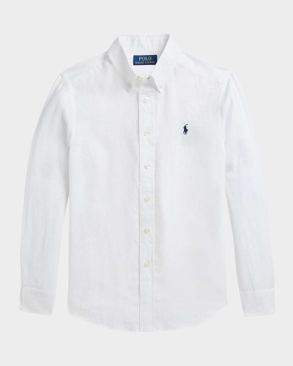 Boy's Classic Embroidered Sport Shirt, Size S-XL